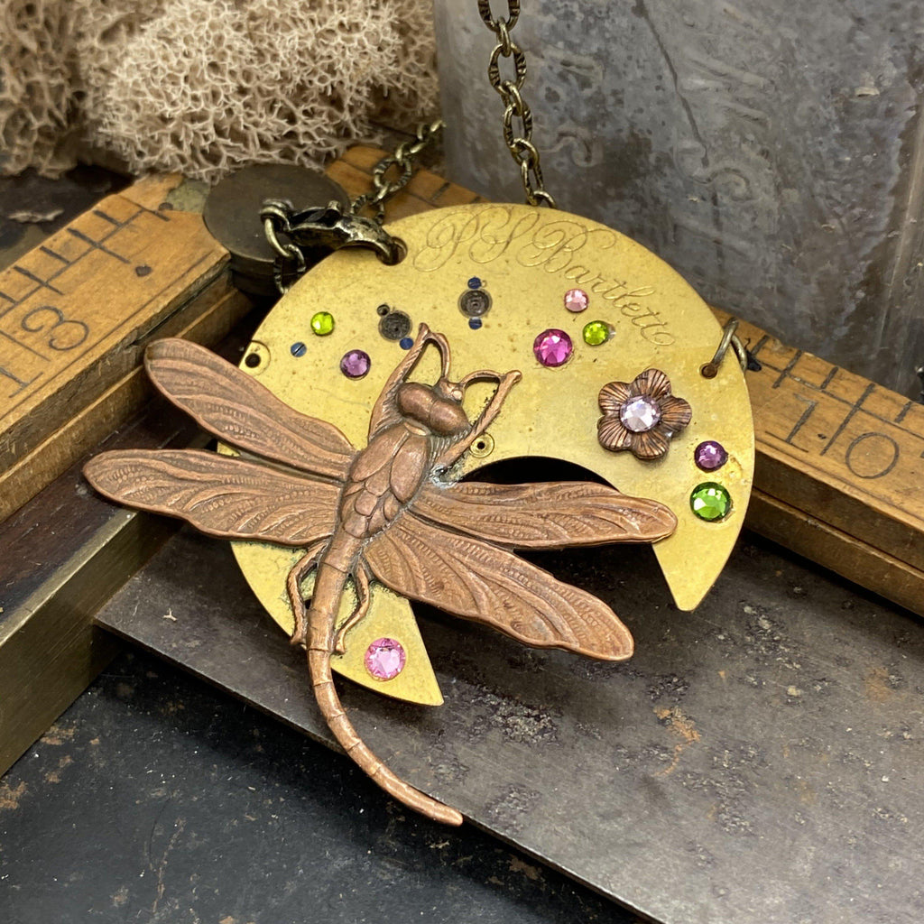 Willow, Dragonfly Timepiece Necklace - The Victorian Magpie