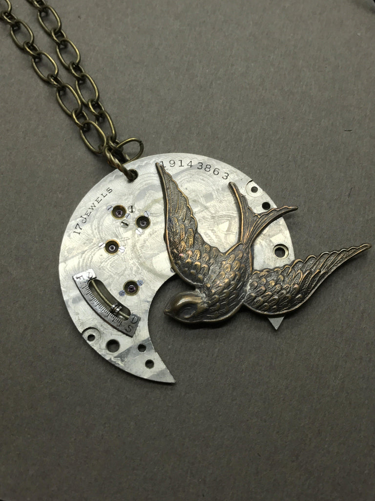 Sybil, Swallow Steampunk Necklace - The Victorian Magpie