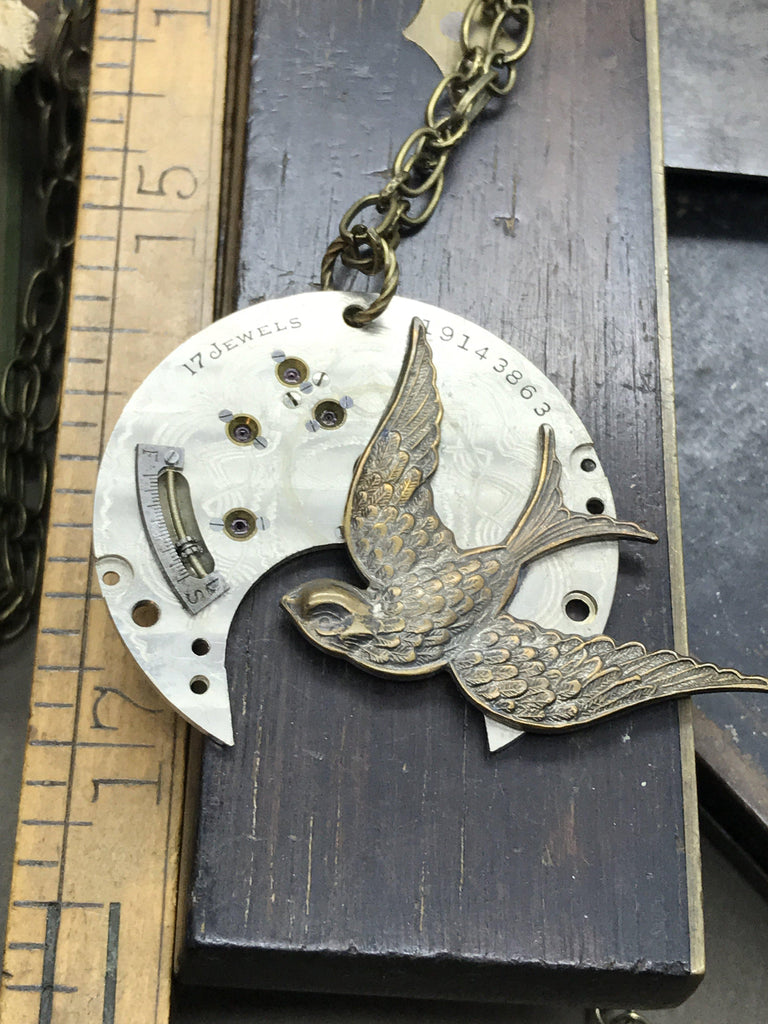 Sybil, Swallow Steampunk Necklace - The Victorian Magpie