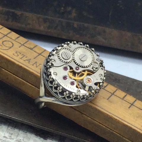 Jane Watch Movement Ring - The Victorian Magpie