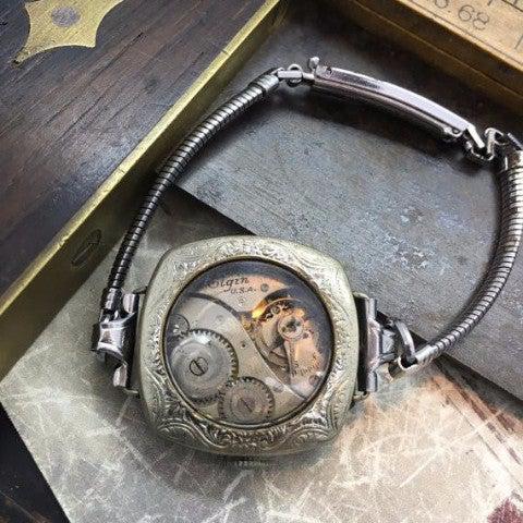 Vintage Watch Case Bracelet with Vintage Watch Movement - The Victorian Magpie