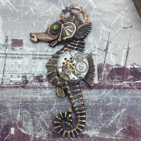 Vintage Watch Movement Seahorse Necklace - The Victorian Magpie
