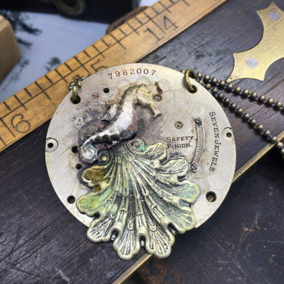Steampunk necklace sealife with pocket watch parts Artist Steampunk Jewelry The Victorian Magpie - The Victorian Magpie