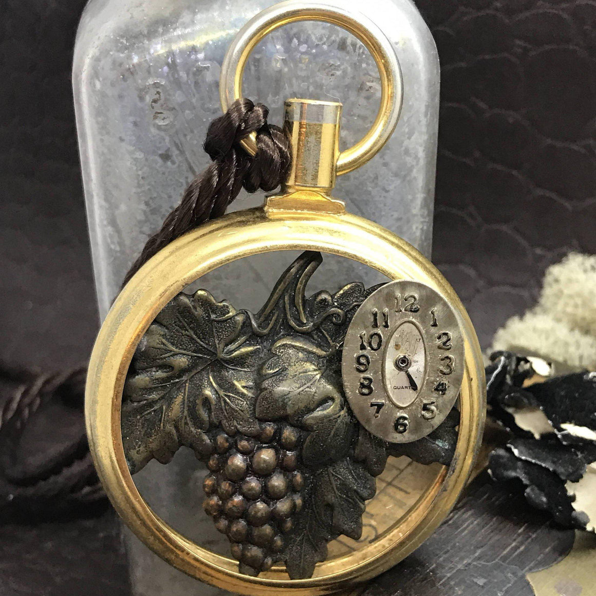 Unique Watch Necklace with Grapes - The Victorian Magpie