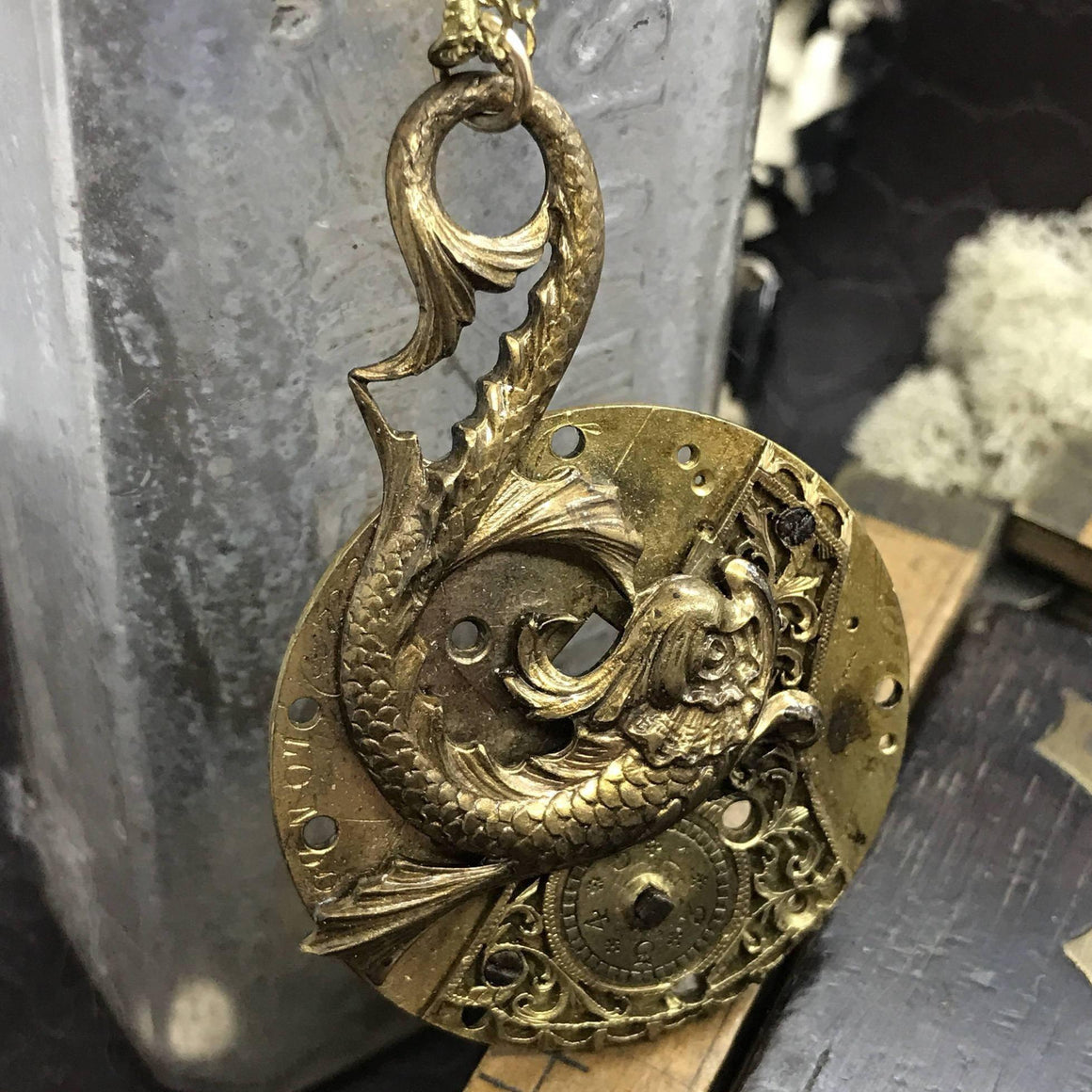 Dolphin Fish Necklace Fusee Circa 1800 - The Victorian Magpie