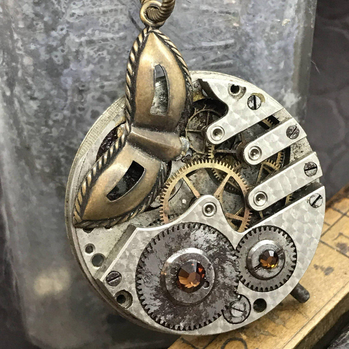 Odell, Mask Watch Movement Necklace - The Victorian Magpie