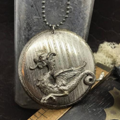 Antique Watch Back Dragon Necklace - The Victorian Magpie