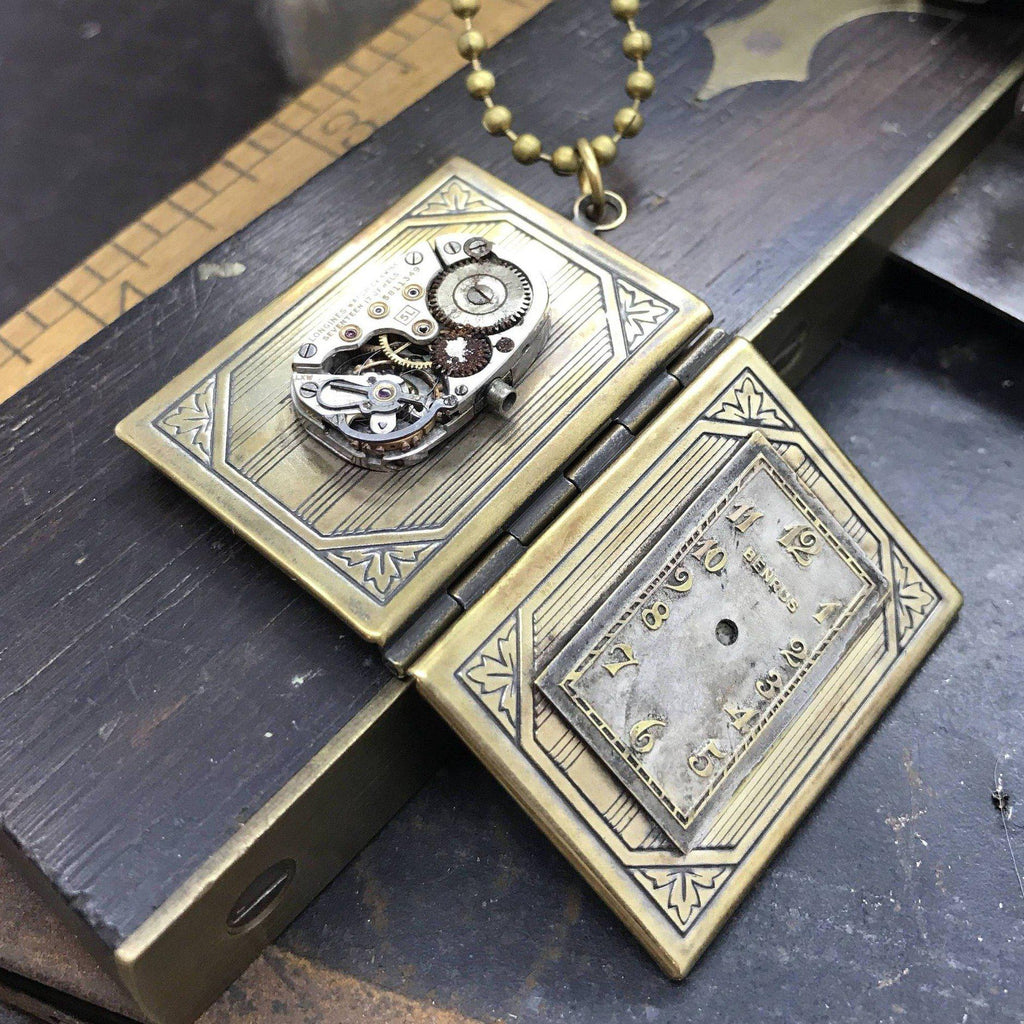 One of A Kind Steampunk Inspired Book Locket Necklace - The Victorian Magpie