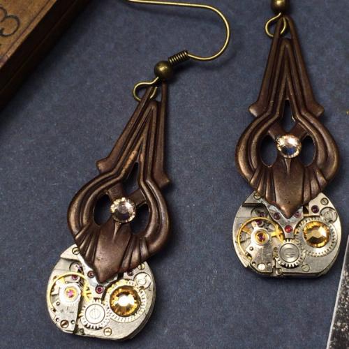 Carmen, Deco Steampunk Earrings - The Victorian Magpie