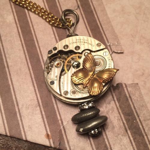 Butterfly Steampunk Pocket Watch Necklace - The Victorian Magpie