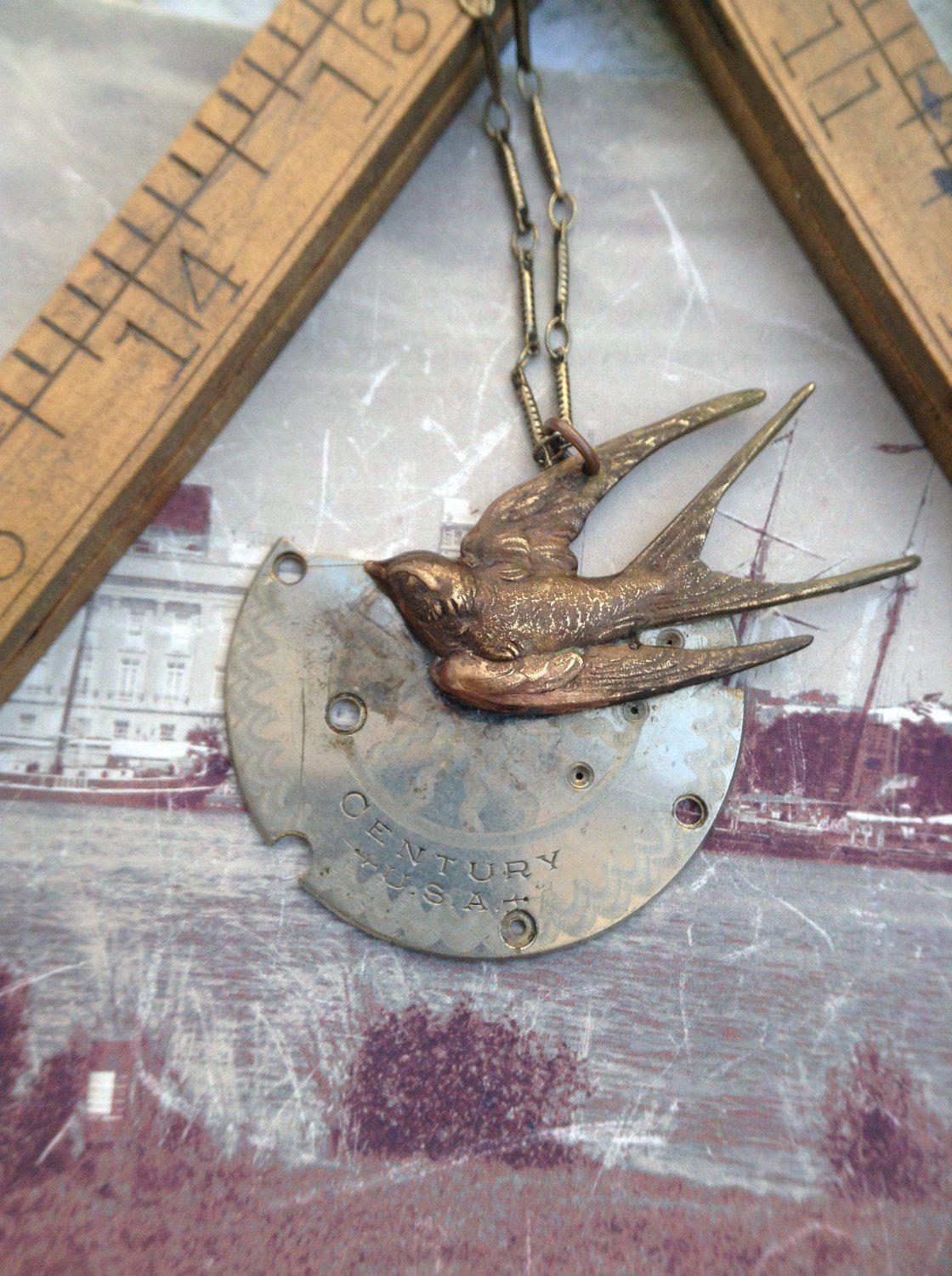 Swallow Charm Century  Necklace - The Victorian Magpie
