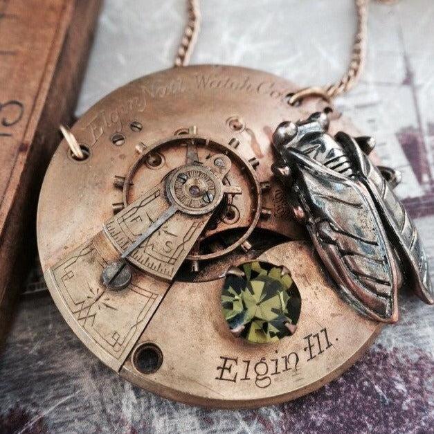 Elgin Cicada Pocket Watch Necklace - The Victorian Magpie