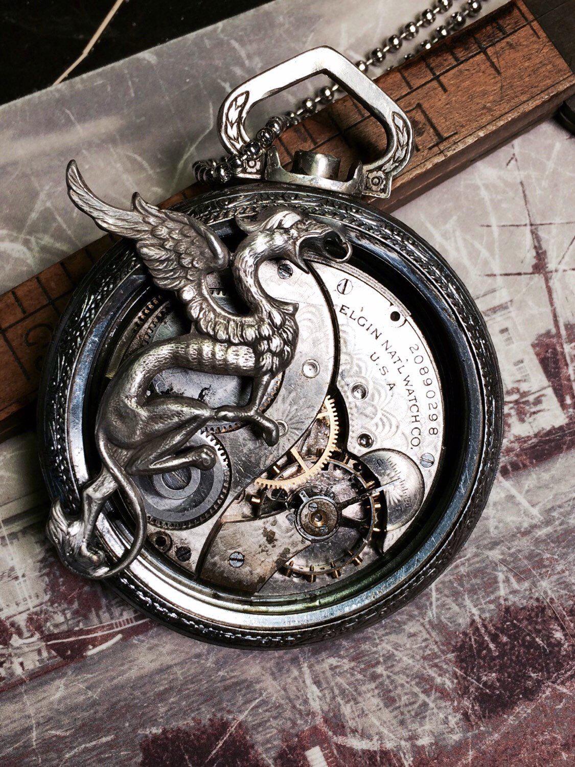 Large Griffin Pocket Watch Necklace - The Victorian Magpie