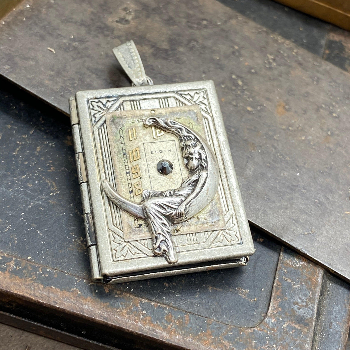 Moon Maiden Book Locket Pendant - The Victorian Magpie