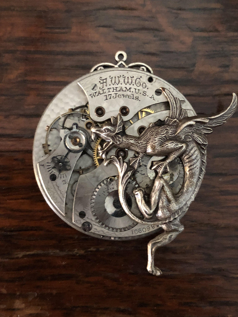 WALTHAM  Dragon Watch Necklace - The Victorian Magpie
