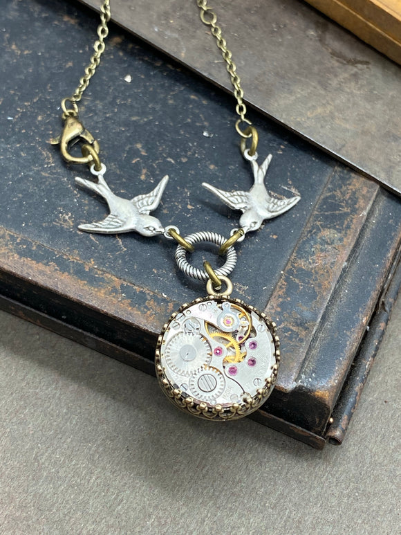 Steampunk Sparrow Necklace - The Victorian Magpie