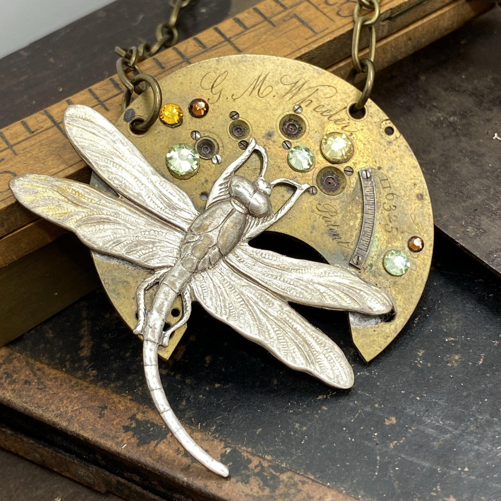 Willow, Dragonfly Timepiece Necklace - The Victorian Magpie