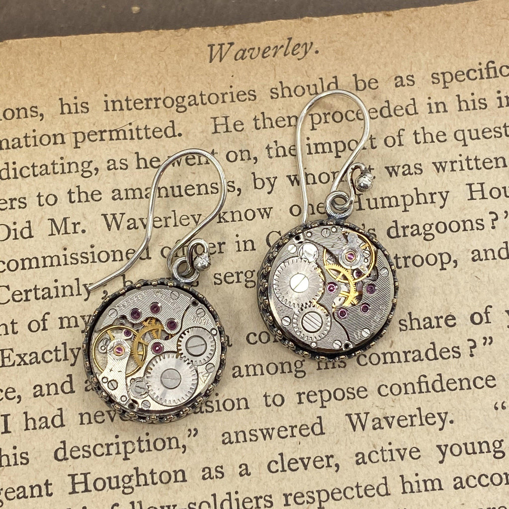 Jane, Vintage Watch Movement Earrings - The Victorian Magpie