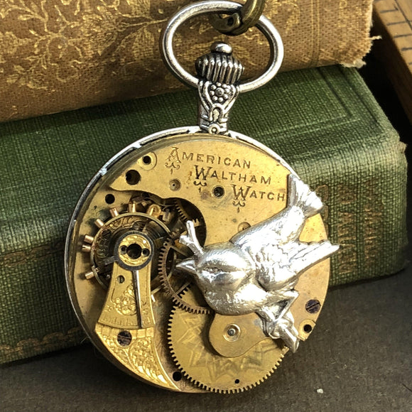Lydia, Sparrow Pocket Watch Necklace - The Victorian Magpie