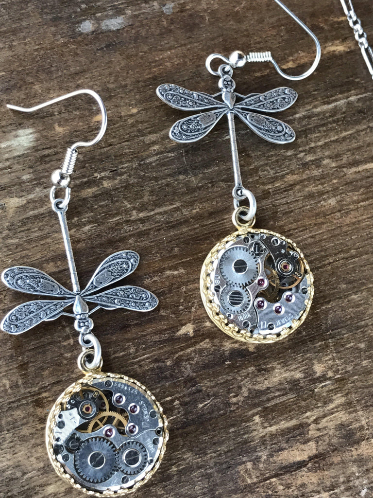 Nadine, Large Dragonfly Earrings - The Victorian Magpie