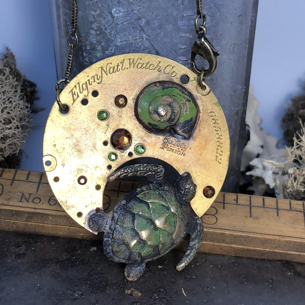 Hershel, Patina Steampunk Sea Turtle Necklace - The Victorian Magpie