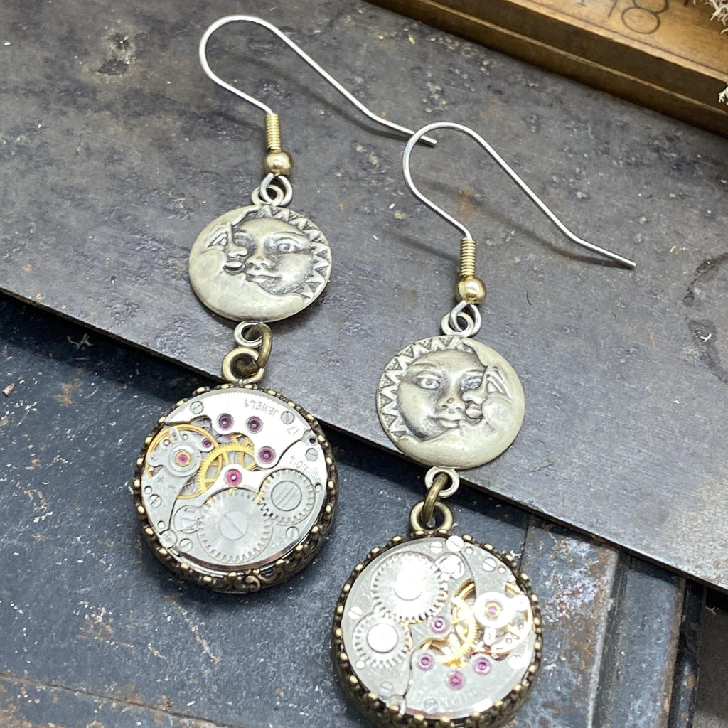 Isabel, Sun and Moon Earrings - The Victorian Magpie