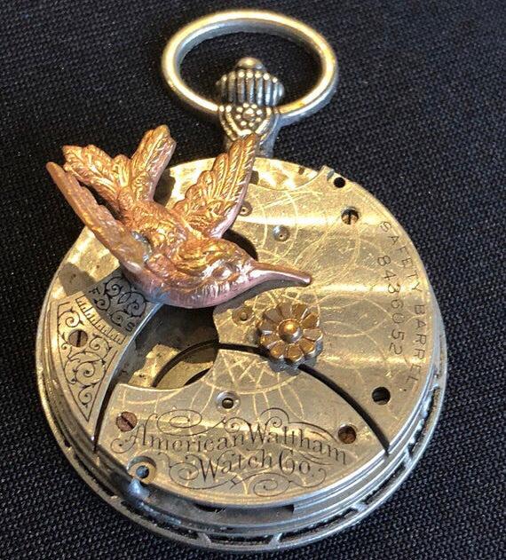 Jewell, Hummingbird Pocket Watch Necklace - The Victorian Magpie