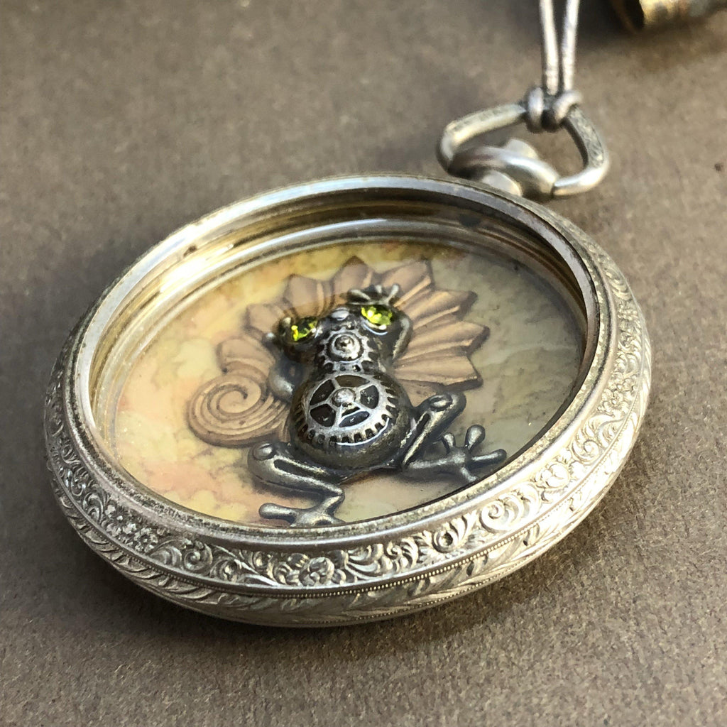 Jeremiah, Frog Shadowbox Necklace - The Victorian Magpie