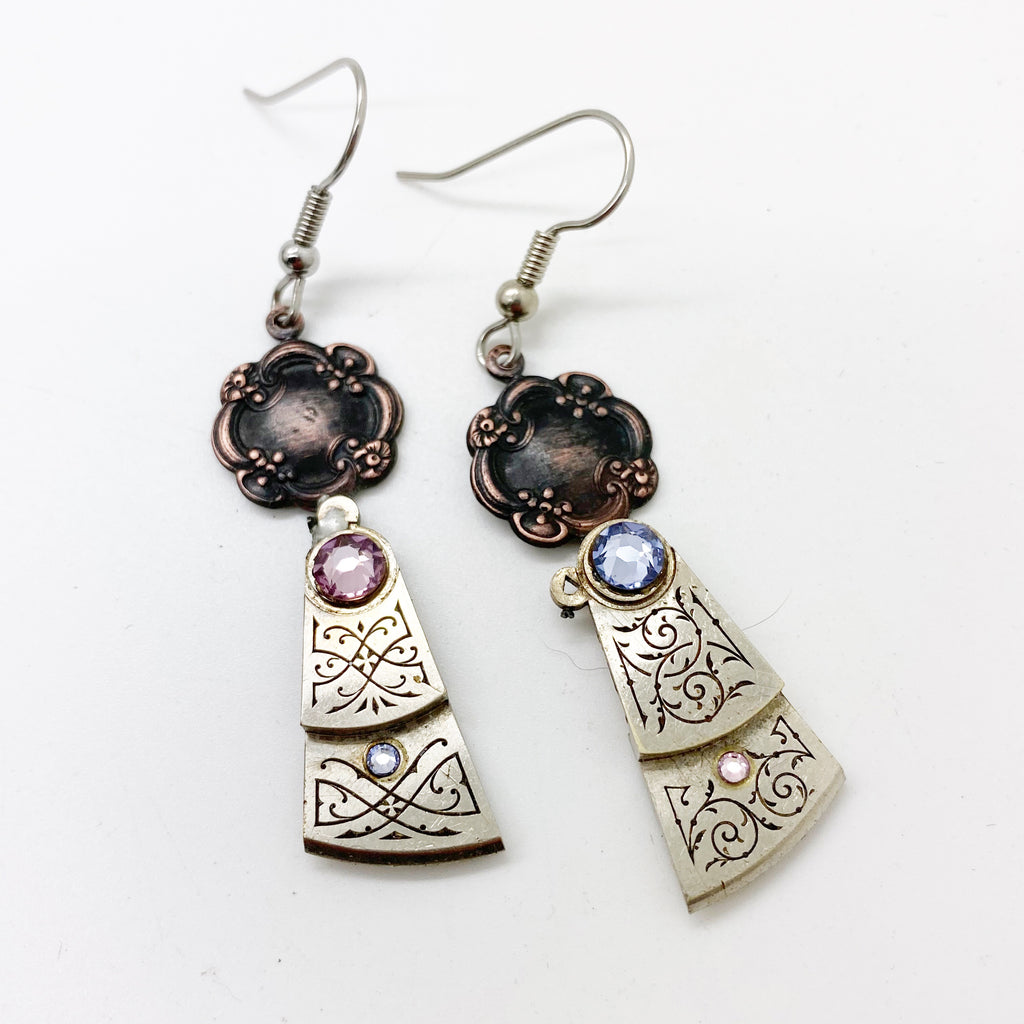 Charity, Engraved Antique Drop Earrings - The Victorian Magpie