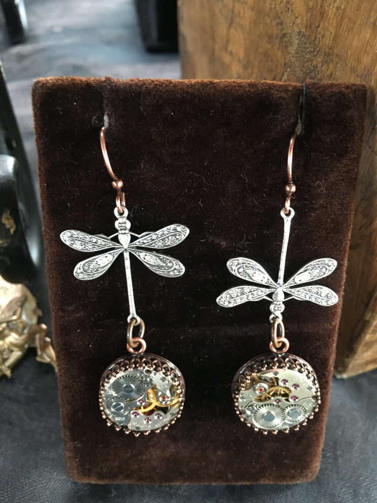 Nadine, Large Dragonfly Earrings - The Victorian Magpie