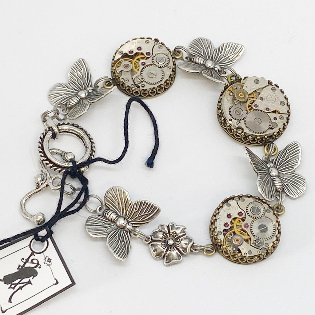 Nella, Watch Movement Butterfly Bracelet - The Victorian Magpie