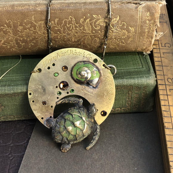 Hershel, Patina Steampunk Sea Turtle Necklace - The Victorian Magpie